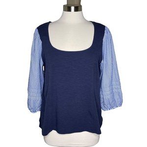 Reath & Wren L Trapani striped sleeve top blue
